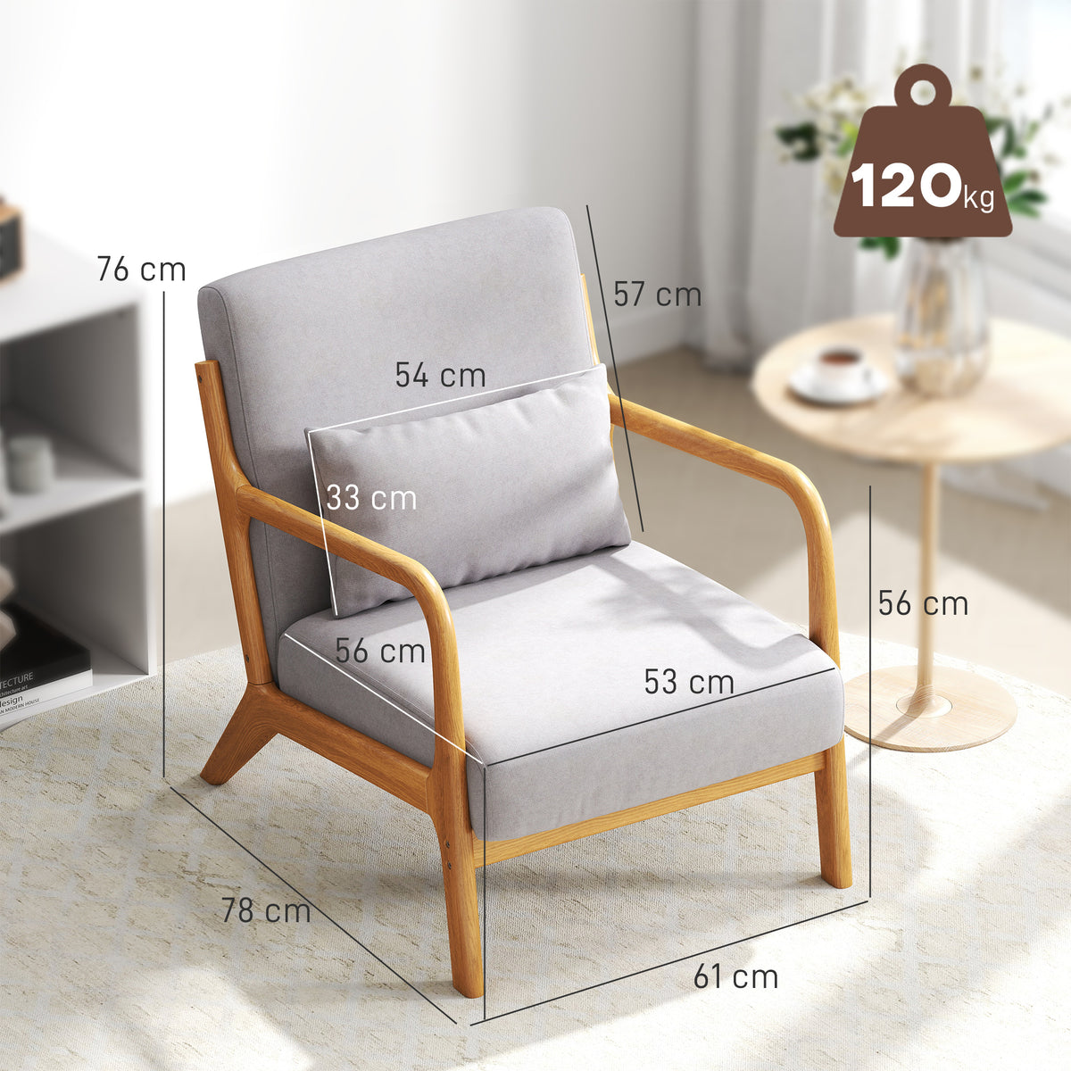 Loungesessel mit Holzrahmen und Samtoptik