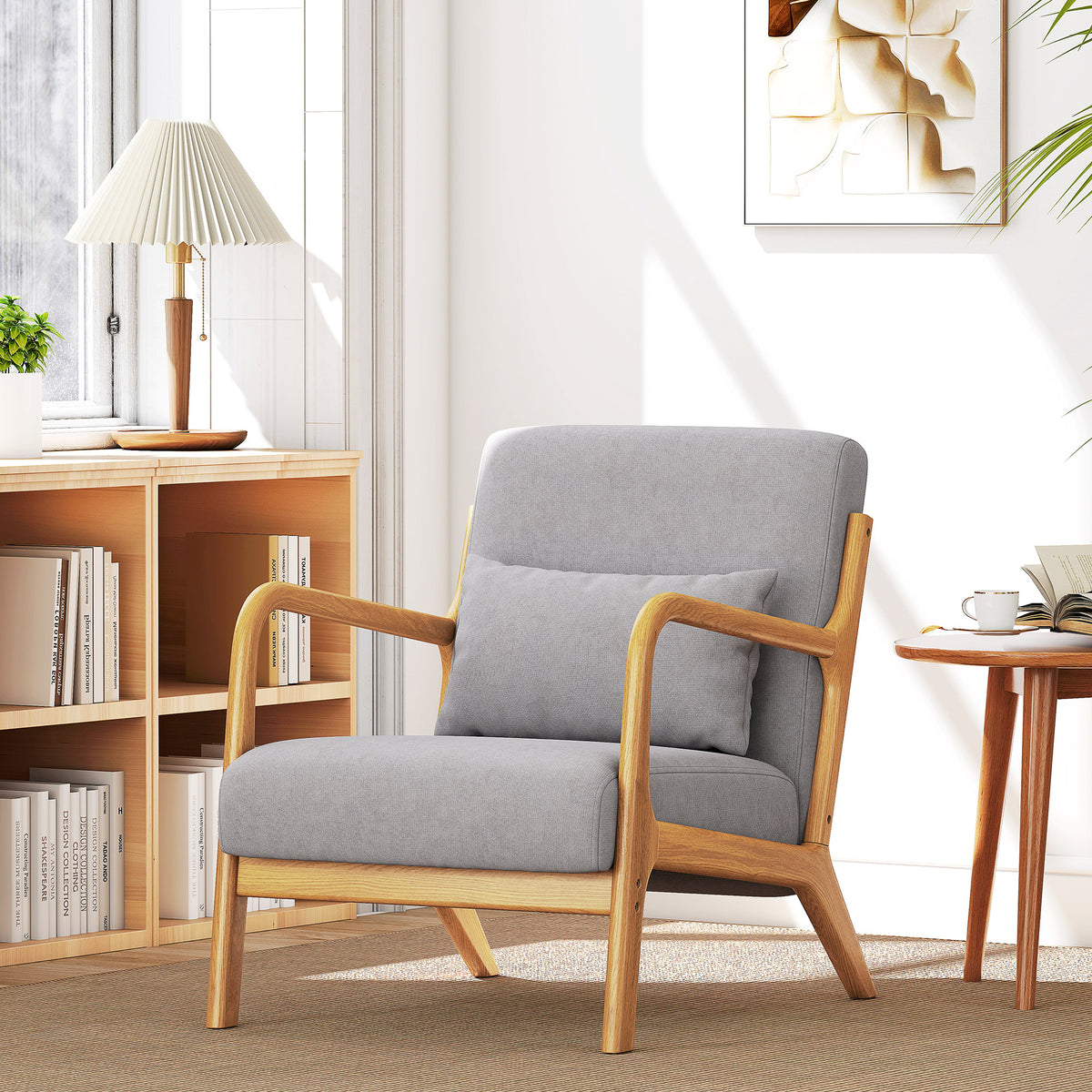 Loungesessel mit Holzrahmen und Samtoptik