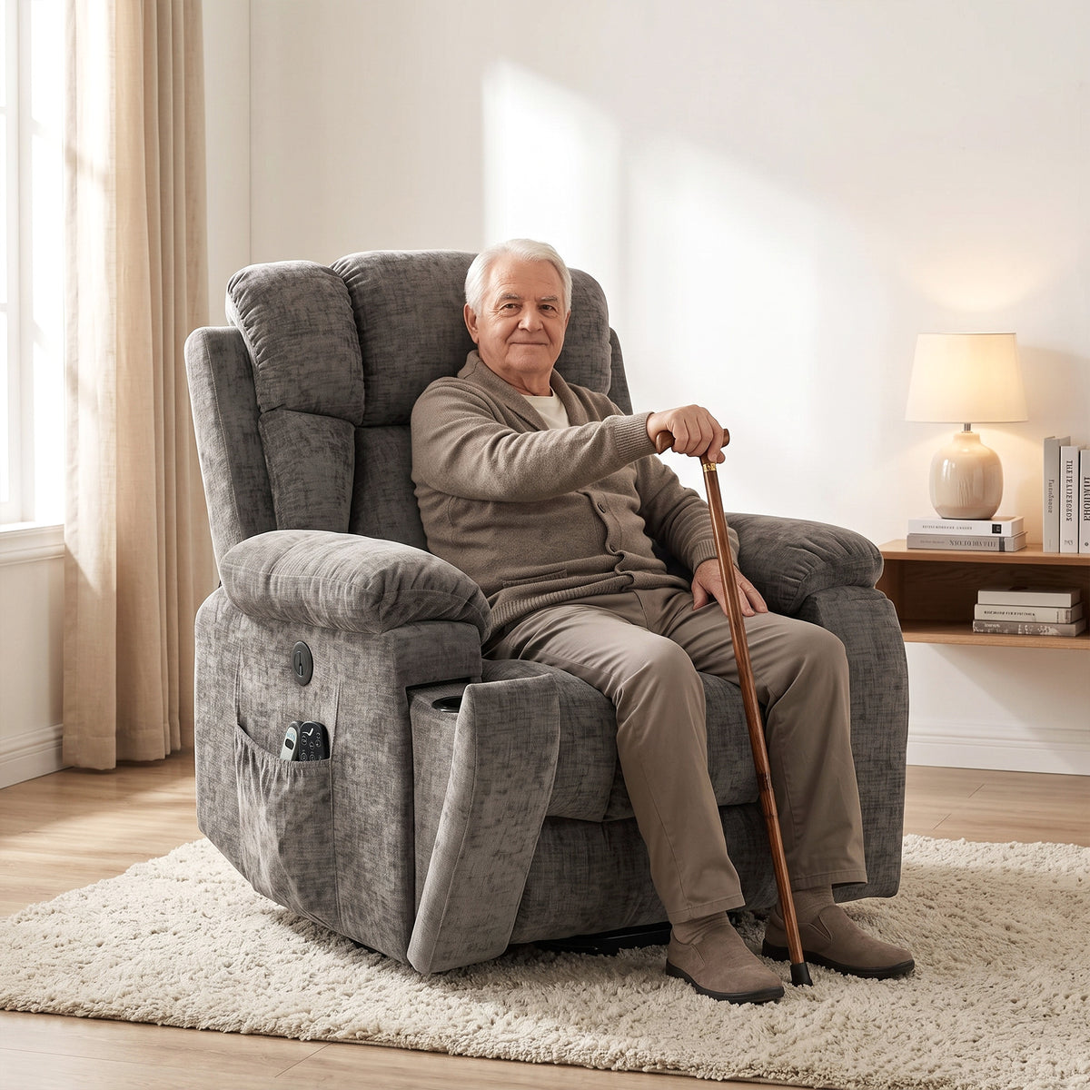 Elektrischer Relaxsessel mit Aufstehhilfe, Massage und Wärme