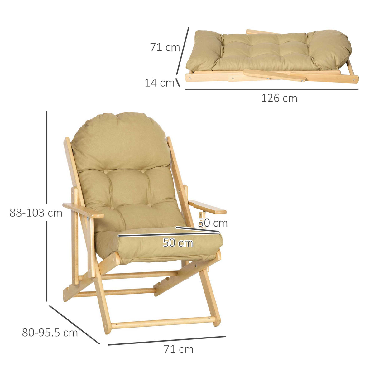 Relaxsessel mit verstellbarer Rückenlehne und Buchenholzrahmen