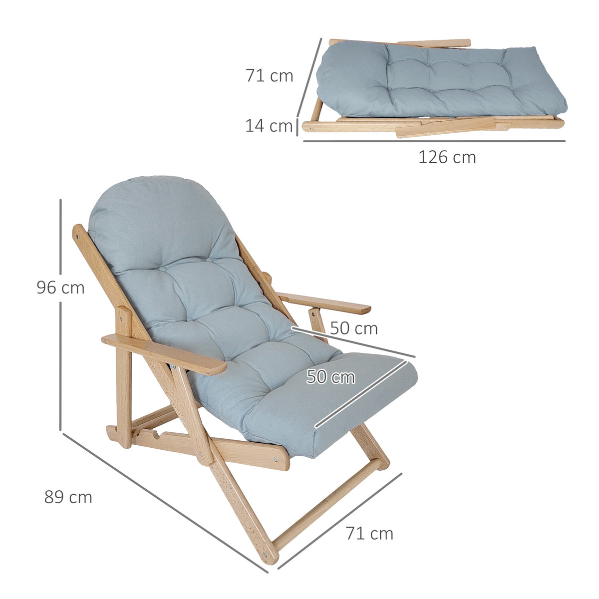 Relaxsessel mit verstellbarer Rückenlehne und Buchenholzrahmen