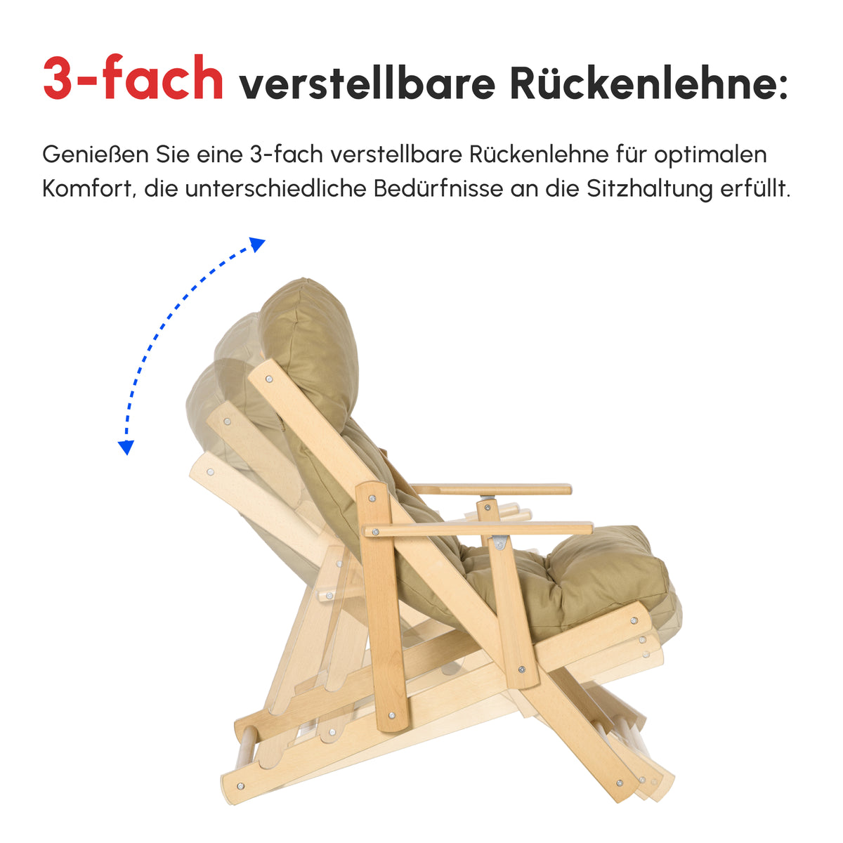 Relaxsessel mit verstellbarer Rückenlehne und Buchenholzrahmen