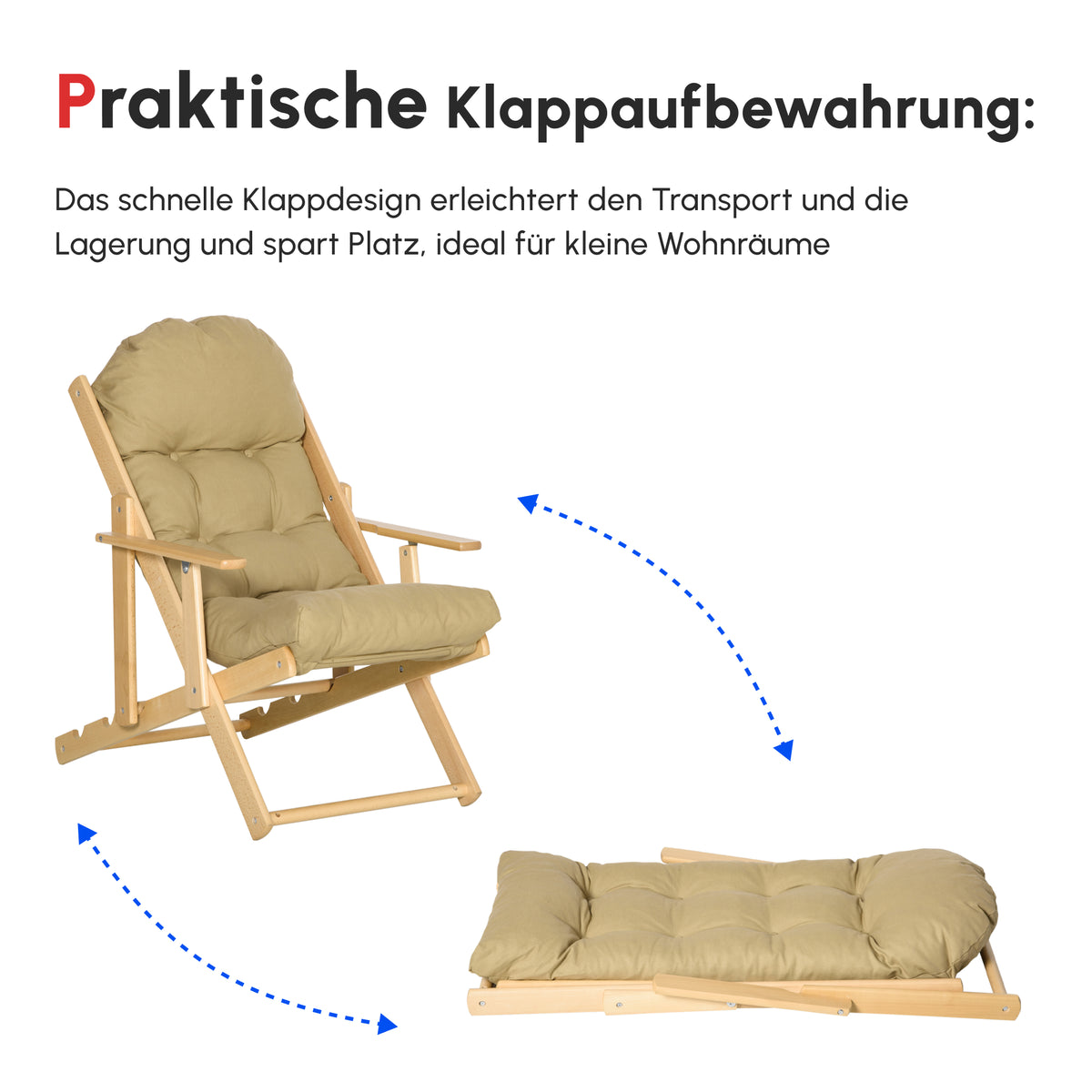 Relaxsessel mit verstellbarer Rückenlehne und Buchenholzrahmen