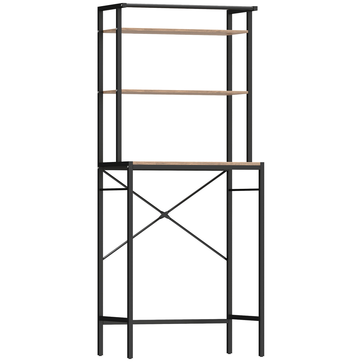 Waschmaschinenregal mit 3 Ablagen und Trockenstange