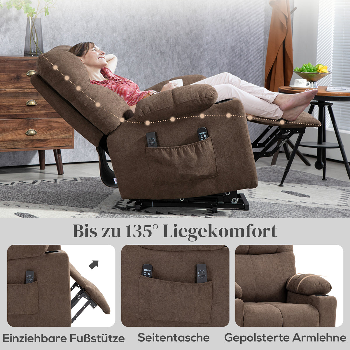 Elektrischer Aufstehsessel mit Massagefunktion