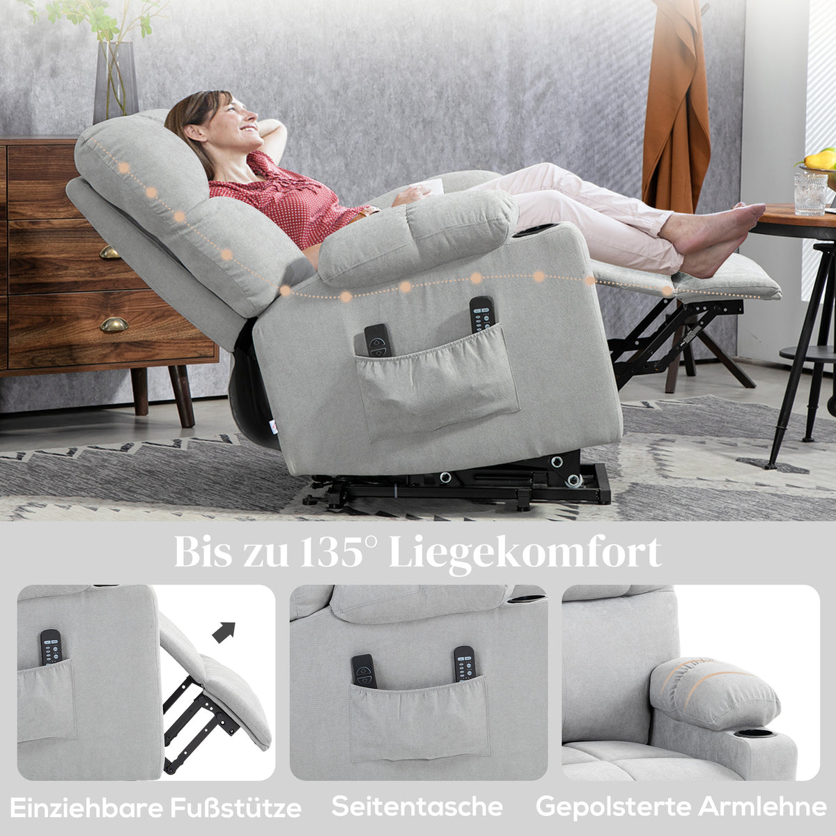 Elektrischer Aufstehsessel mit Massagefunktion