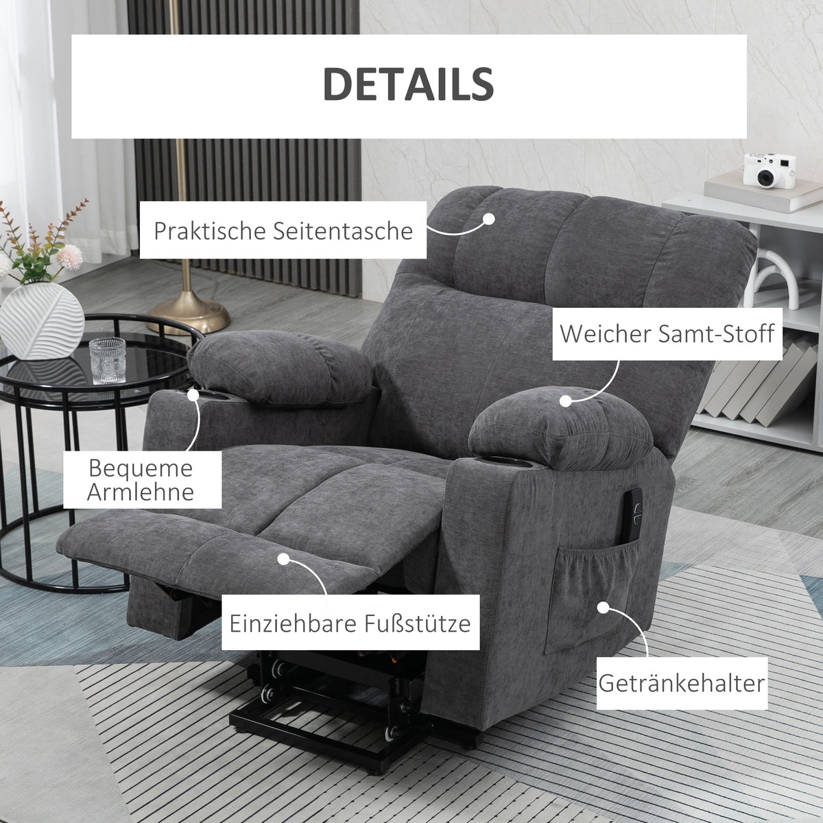 Elektrischer Aufstehsessel mit Massagefunktion