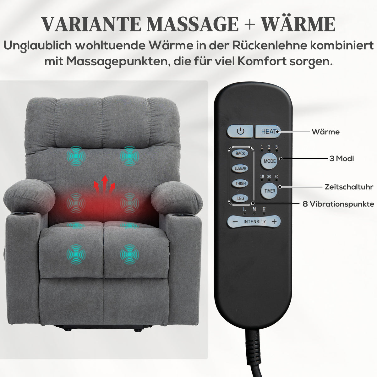 Elektrischer Aufstehsessel mit Massagefunktion