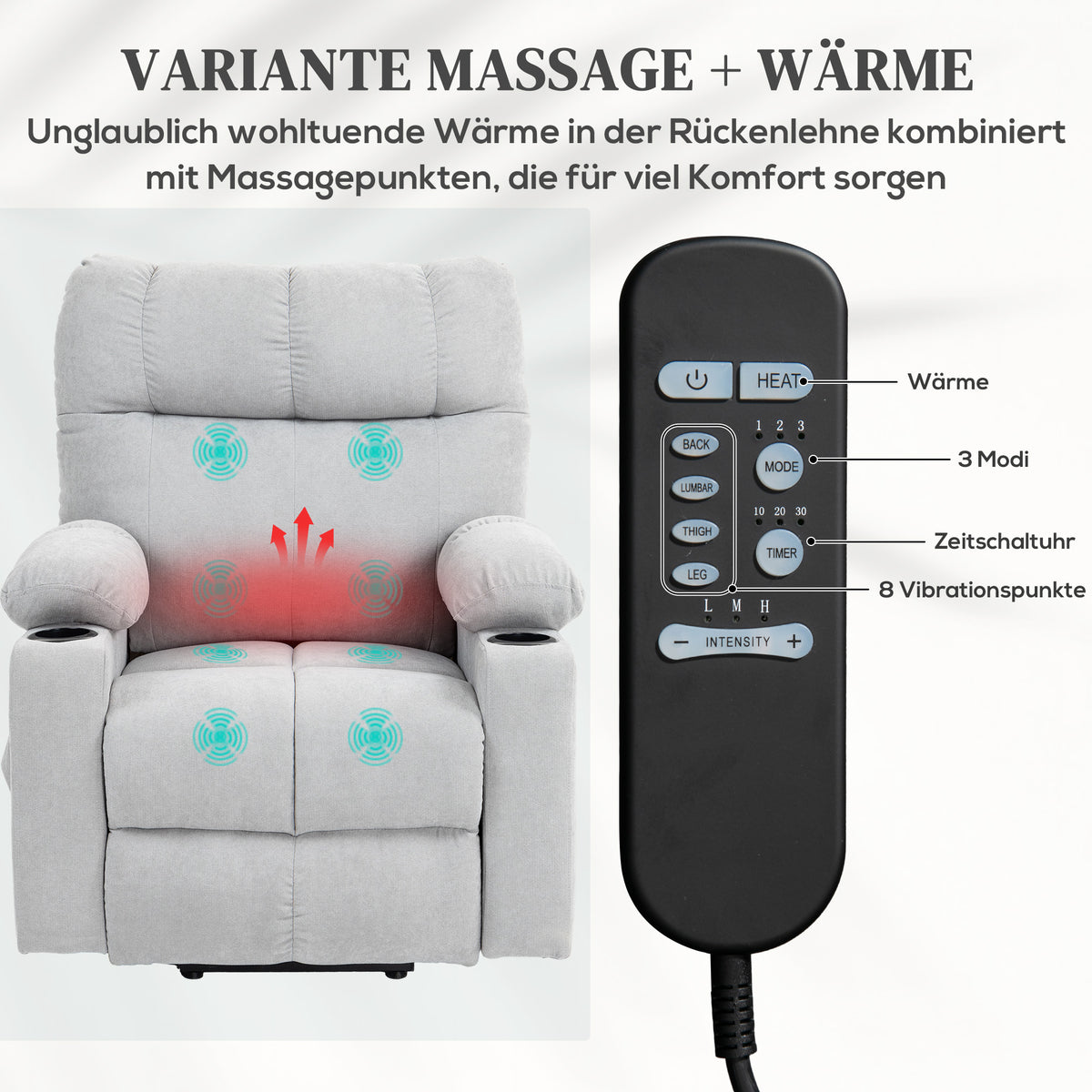Elektrischer Aufstehsessel mit Massagefunktion