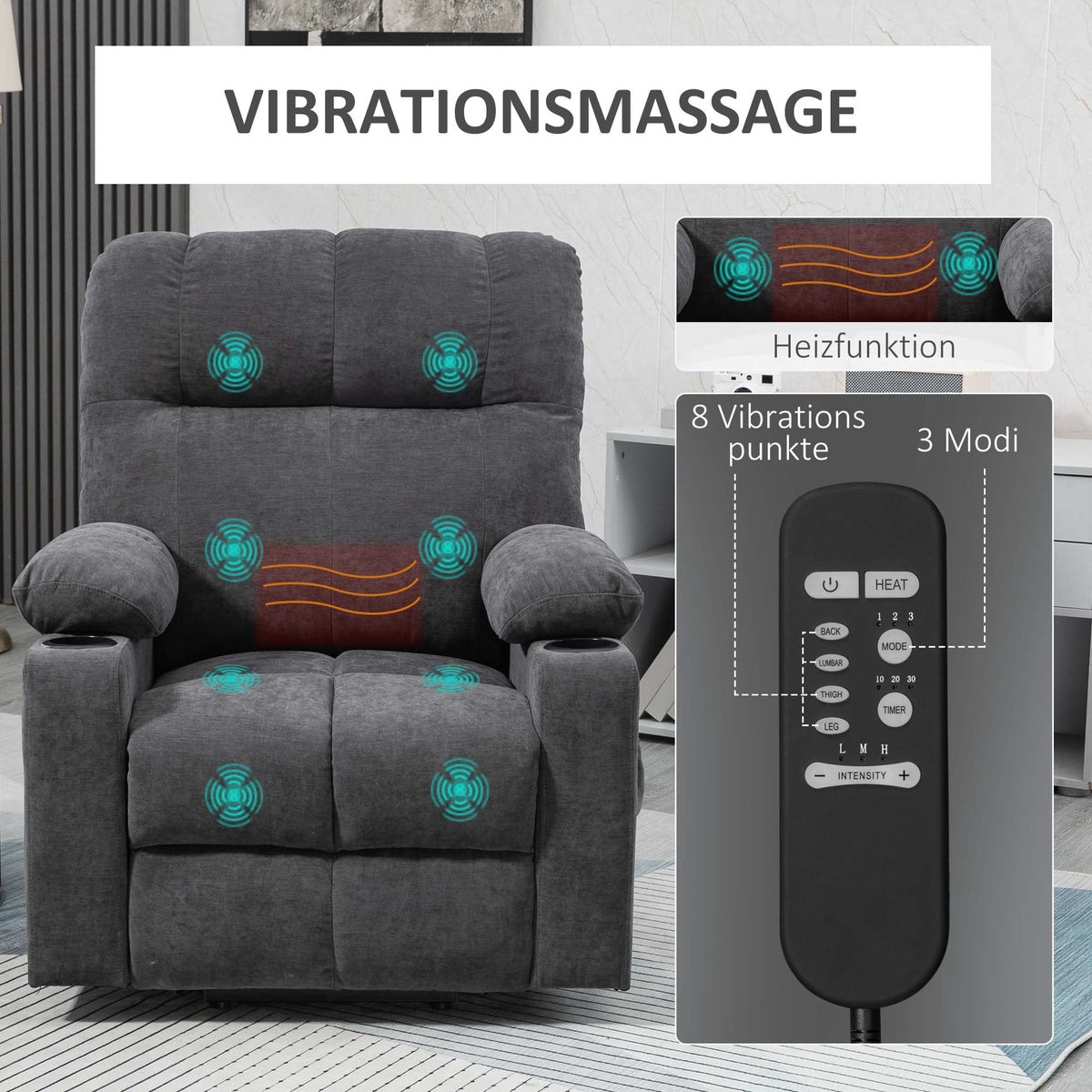 Elektrischer Aufstehsessel mit Massagefunktion