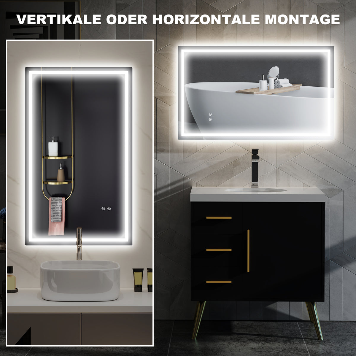 LED-Badezimmerspiegel mit Touch-Steuerung und Antibeschlag