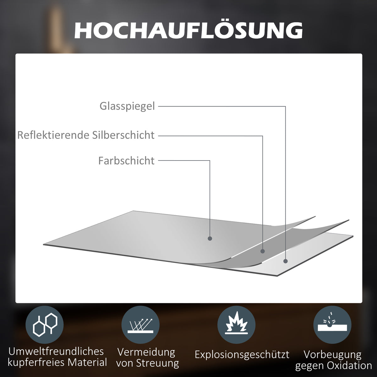 LED-Badezimmerspiegel mit Touch-Steuerung und Antibeschlag