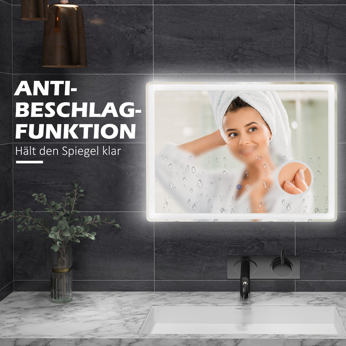 LED-Badezimmerspiegel mit Touch-Steuerung und Antibeschlag