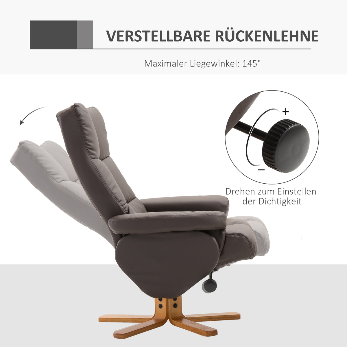 Relaxsessel mit Hocker und verstellbarer Rückenlehne