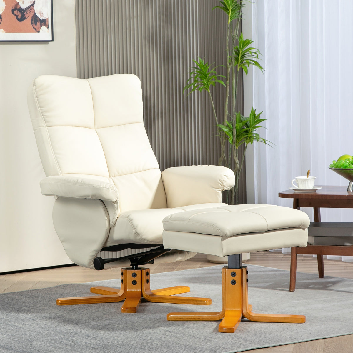 Relaxsessel mit Hocker und verstellbarer Rückenlehne