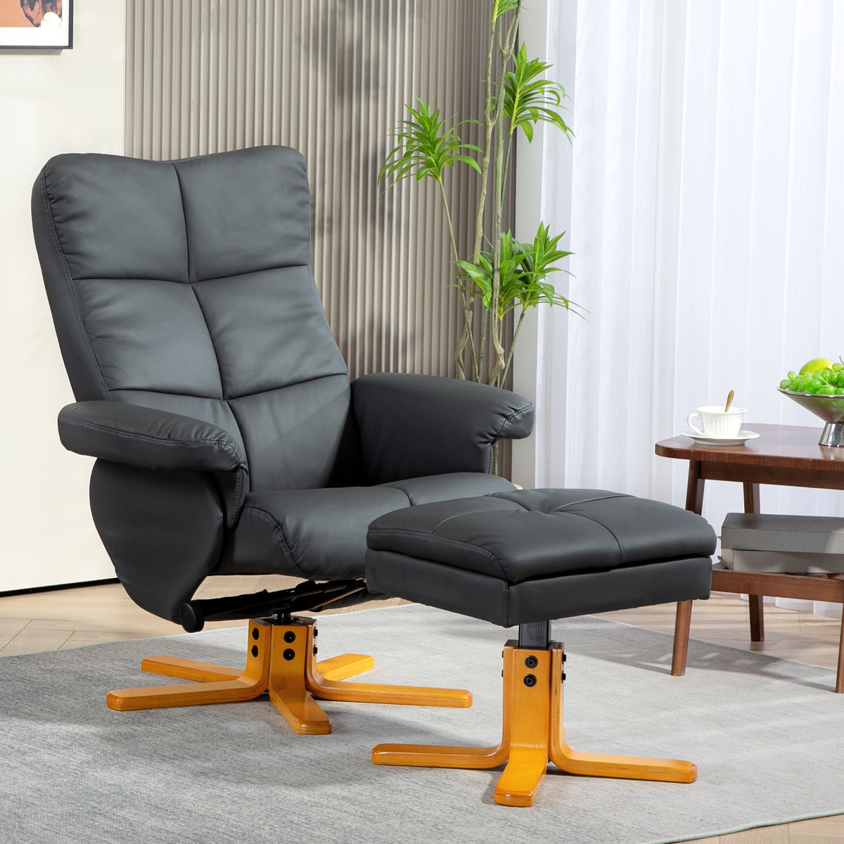 Relaxsessel mit Hocker und verstellbarer Rückenlehne