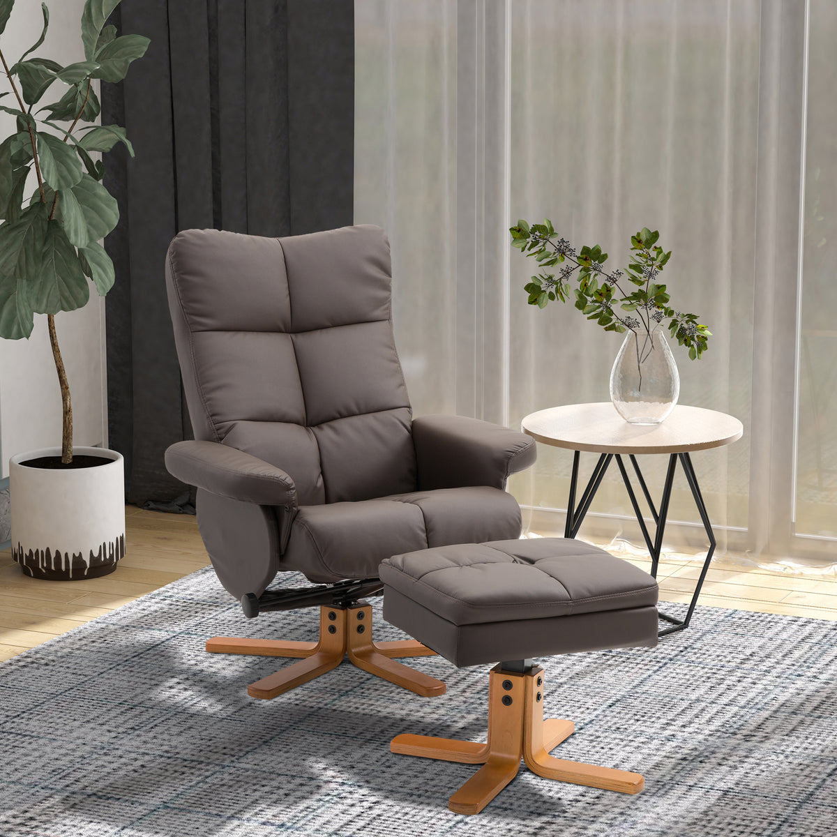 Relaxsessel mit Hocker und verstellbarer Rückenlehne