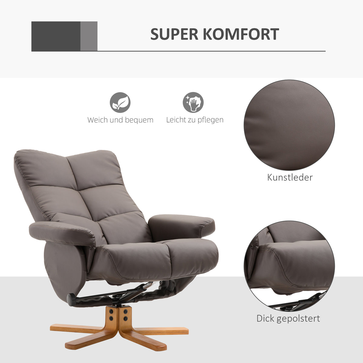 Relaxsessel mit Hocker und verstellbarer Rückenlehne