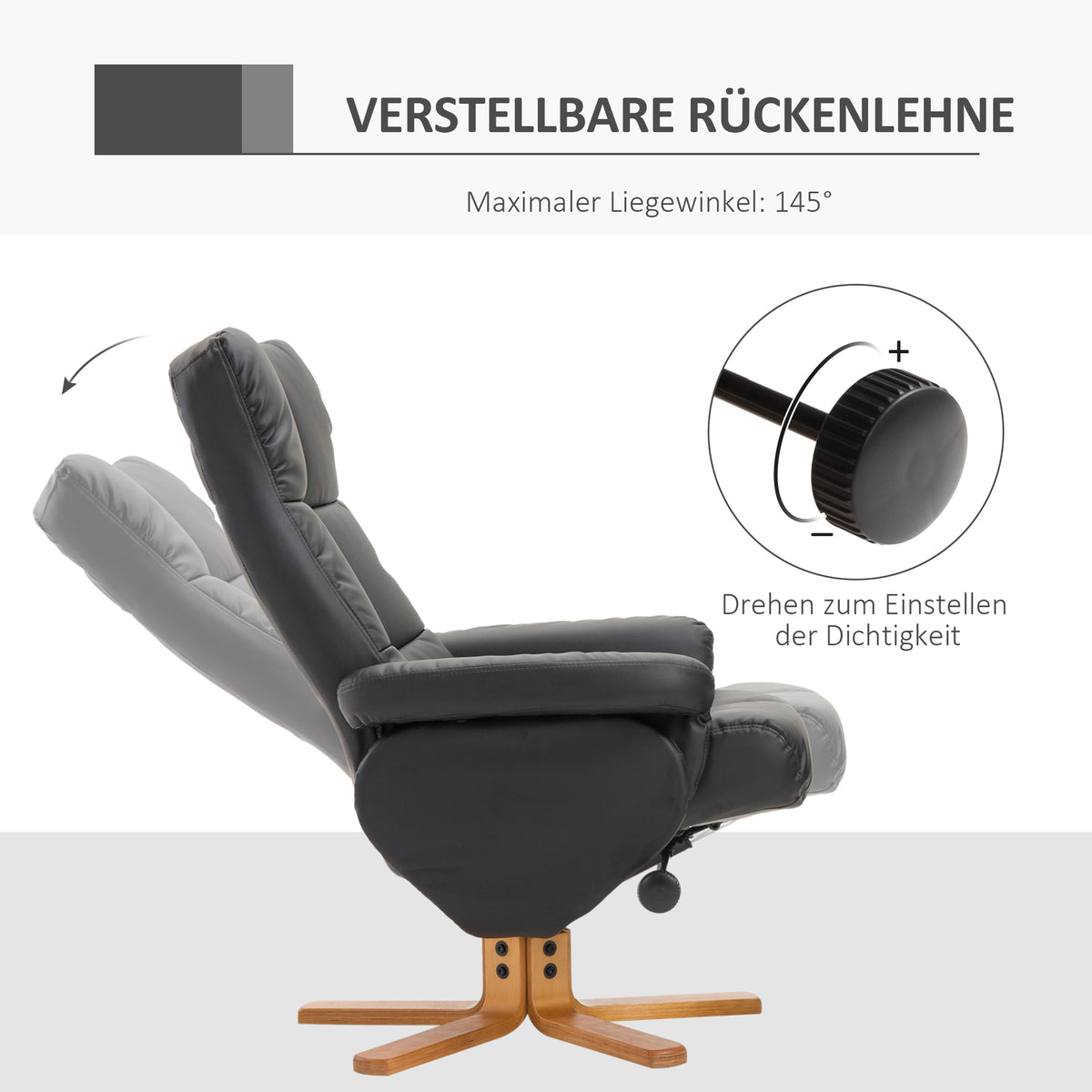 Relaxsessel mit Hocker und verstellbarer Rückenlehne