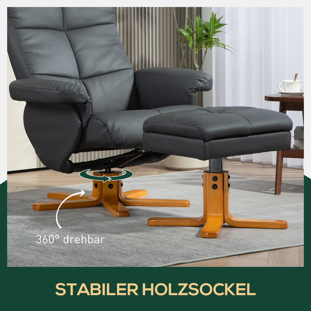 Relaxsessel mit Hocker und verstellbarer Rückenlehne