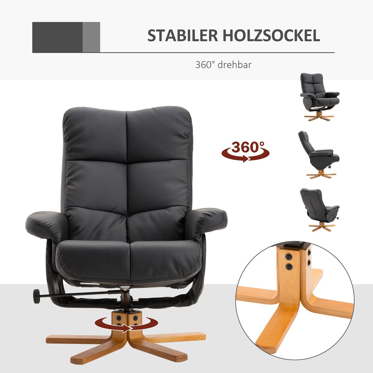 Relaxsessel mit Hocker und verstellbarer Rückenlehne