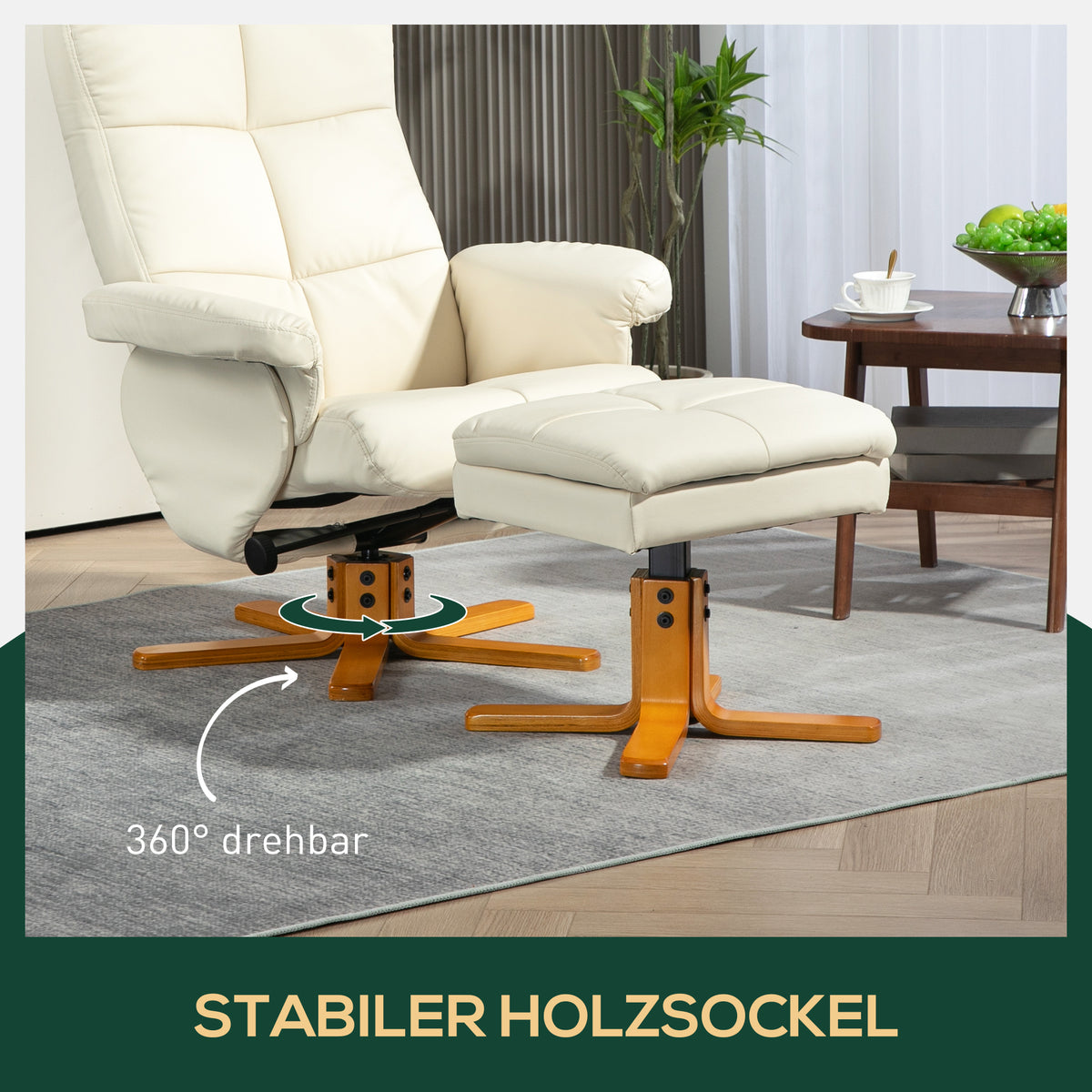 Relaxsessel mit Hocker und verstellbarer Rückenlehne