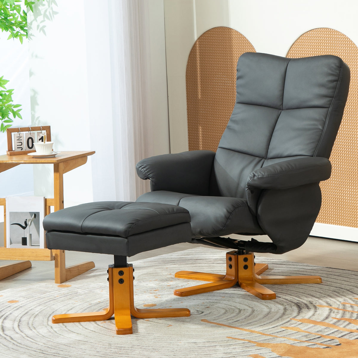 Relaxsessel mit Hocker und verstellbarer Rückenlehne