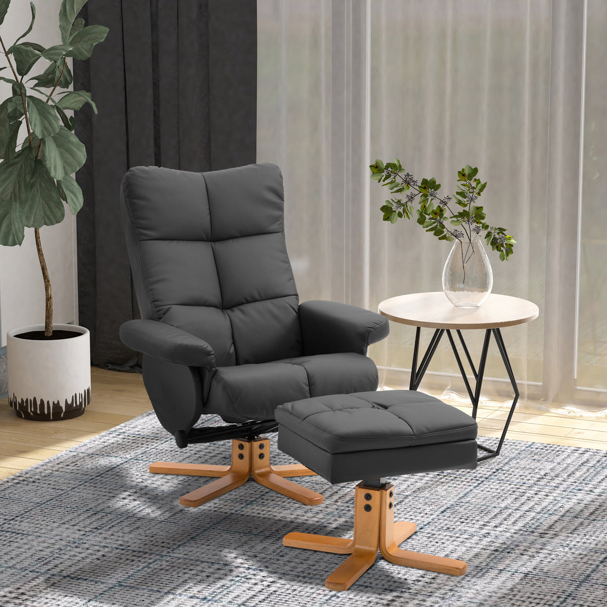 Relaxsessel mit Hocker und verstellbarer Rückenlehne