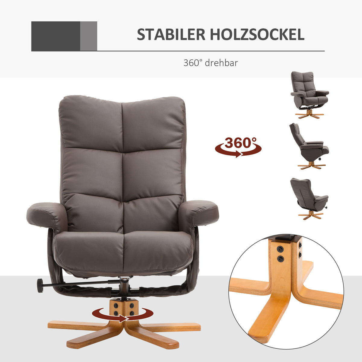 Relaxsessel mit Hocker und verstellbarer Rückenlehne
