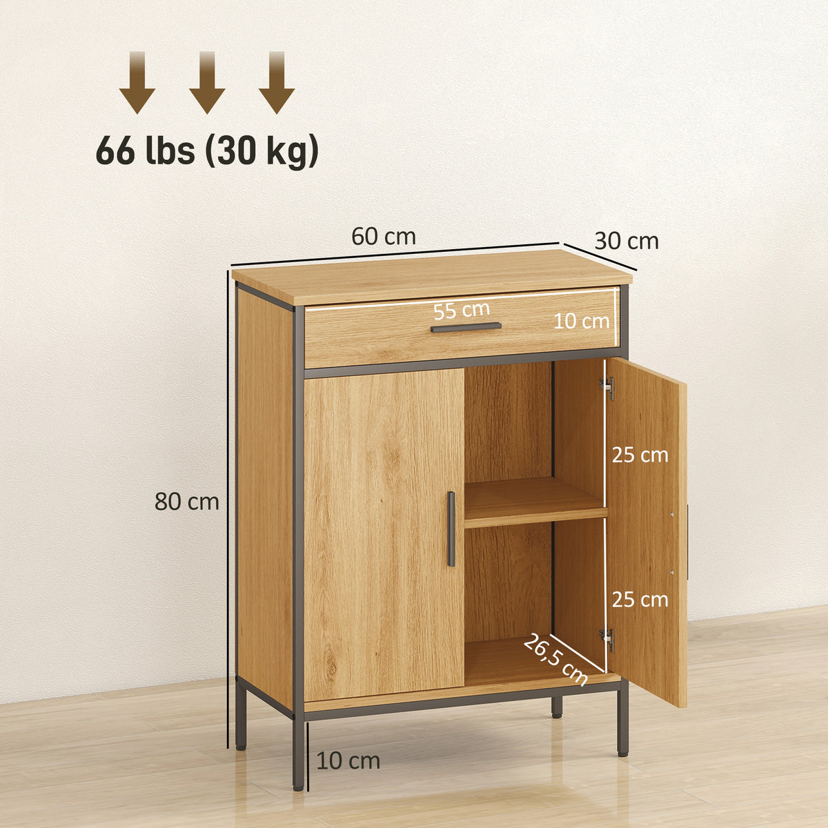 Badezimmerschrank mit Schublade und verstellbarem Regal