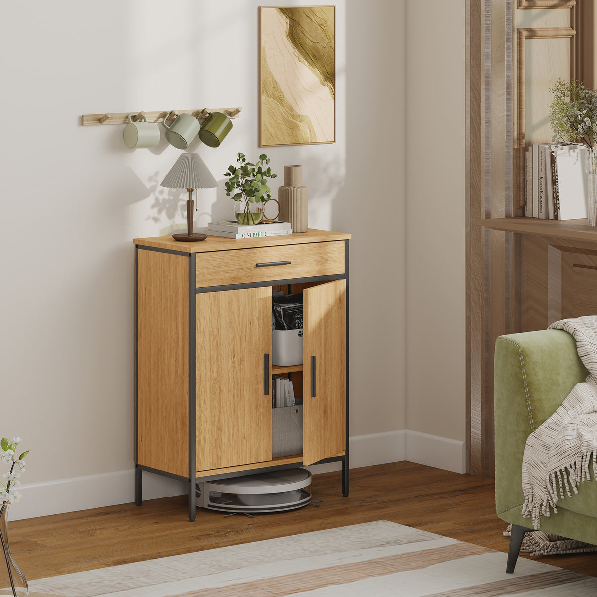 Badezimmerschrank mit Schublade und verstellbarem Regal