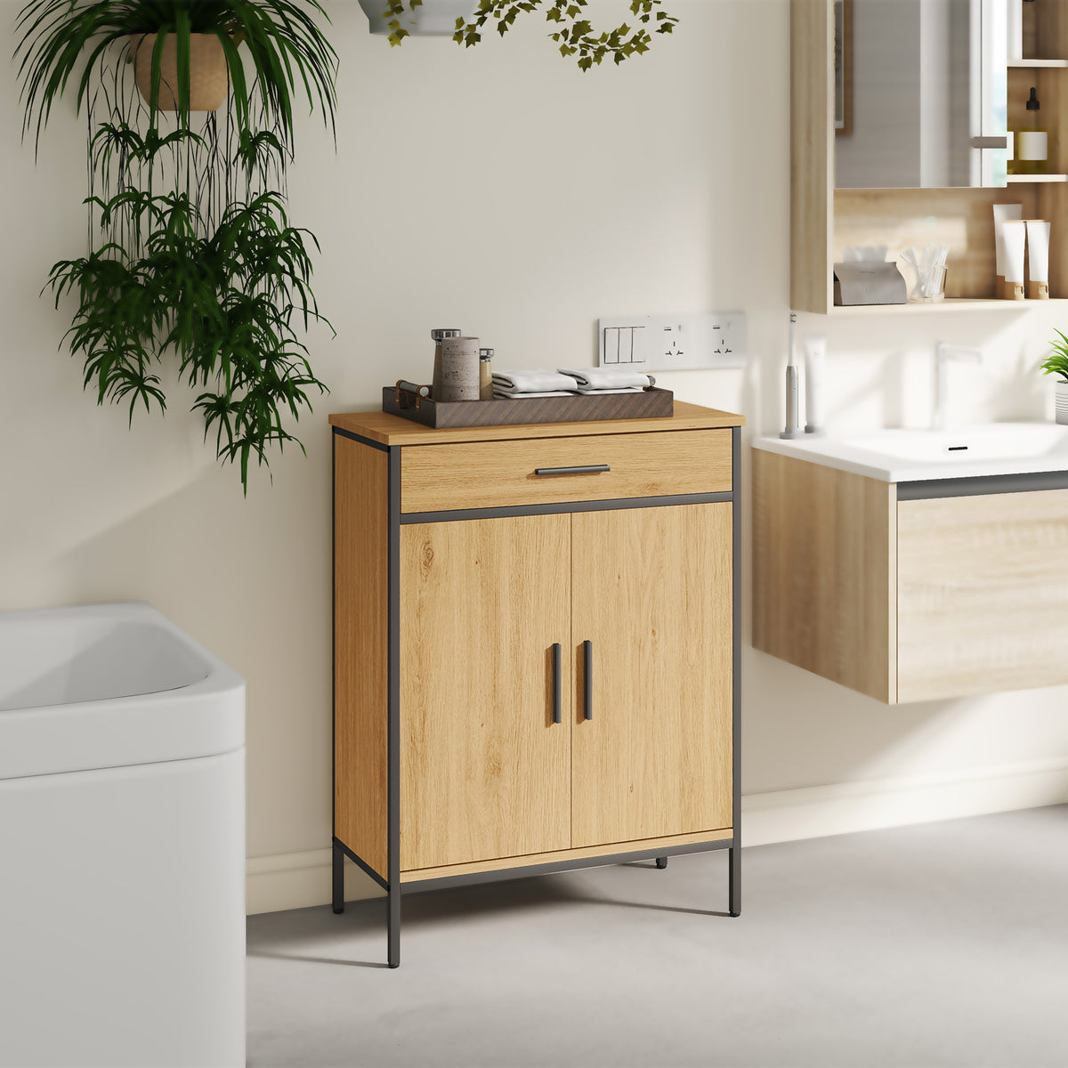 Badezimmerschrank mit Schublade und verstellbarem Regal