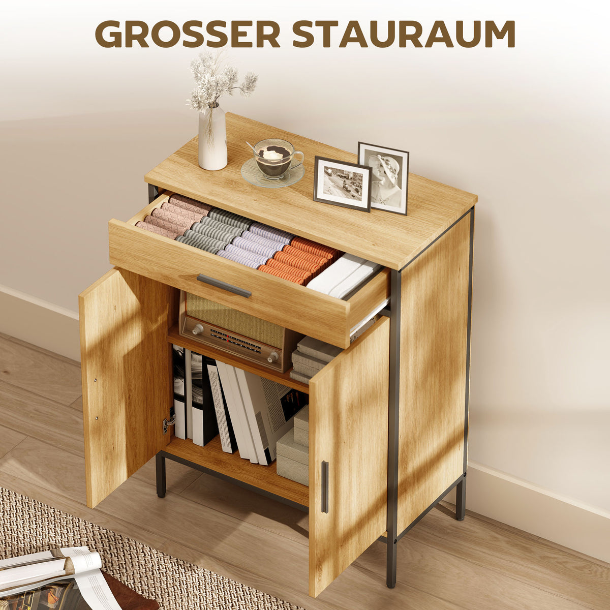 Badezimmerschrank mit Schublade und verstellbarem Regal