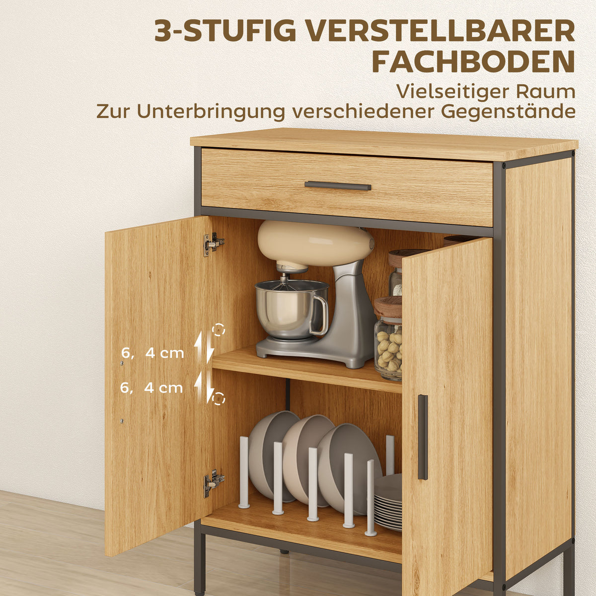Badezimmerschrank mit Schublade und verstellbarem Regal