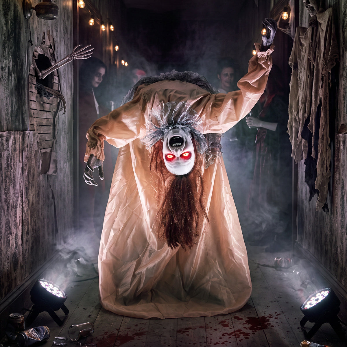 Animierter Halloween-Geist mit LED-Augen, 100 cm