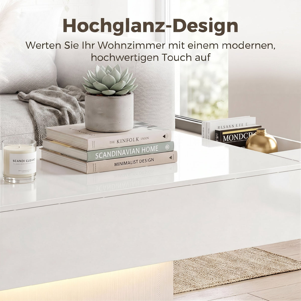 LED-Couchtisch mit 2 Schubladen und Fernbedienung