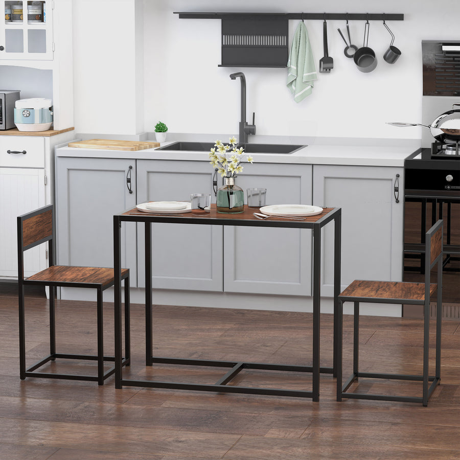 3-teiliges Bartisch-Set mit zwei Stühlen
