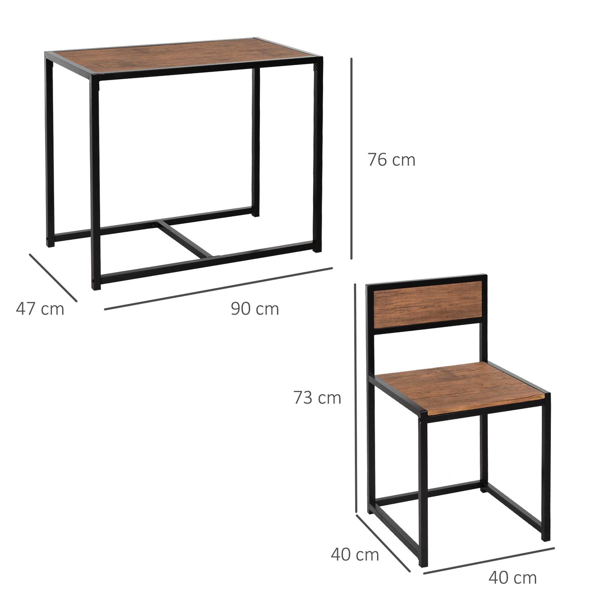 3-teiliges Bartisch-Set mit zwei Stühlen