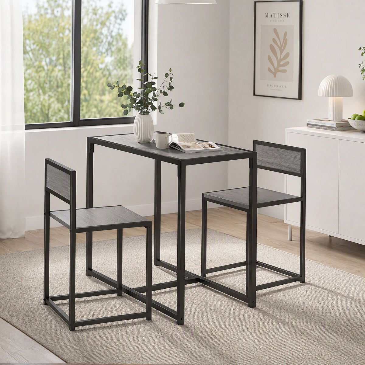 3-teiliges Bartisch-Set mit zwei Stühlen