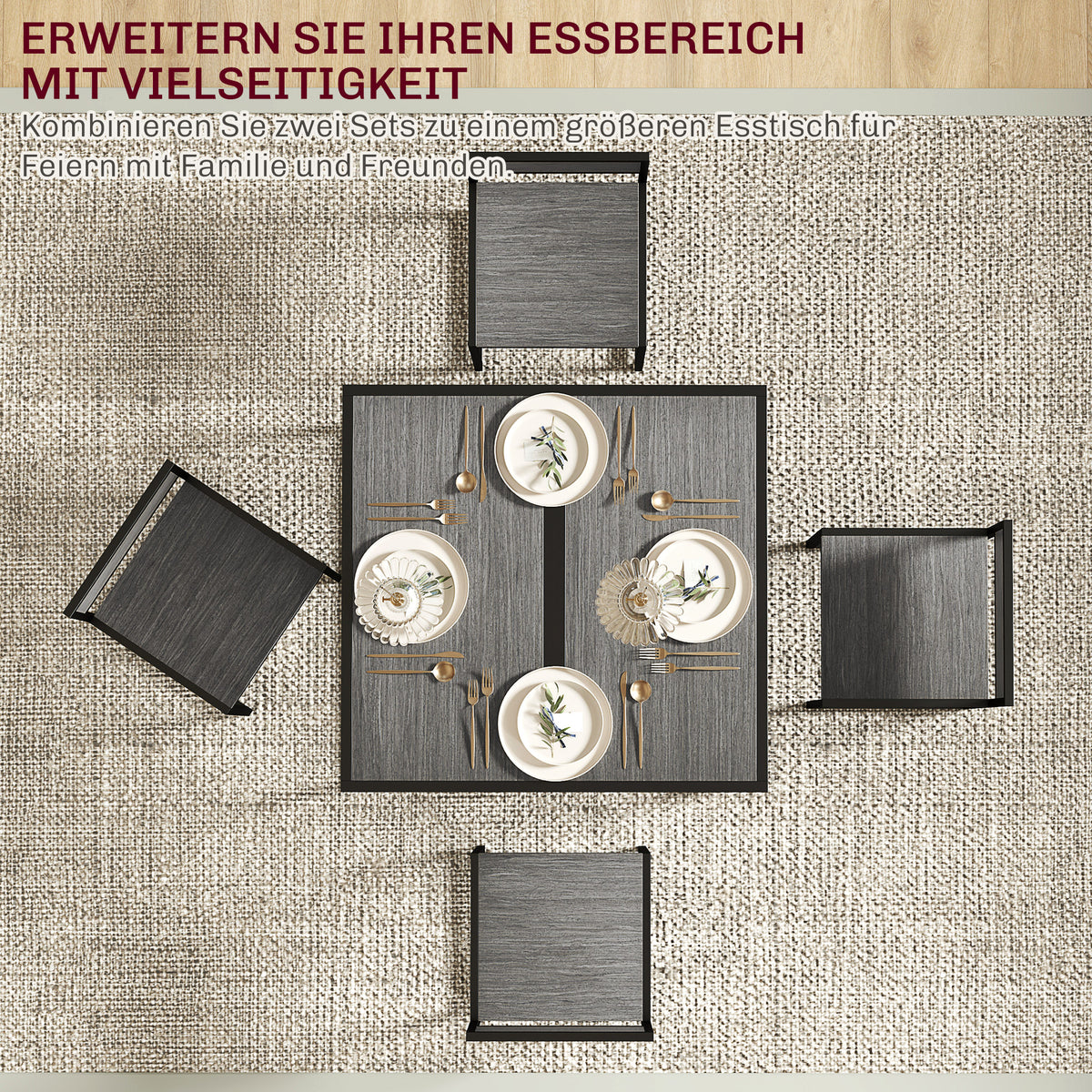 3-teiliges Bartisch-Set mit zwei Stühlen