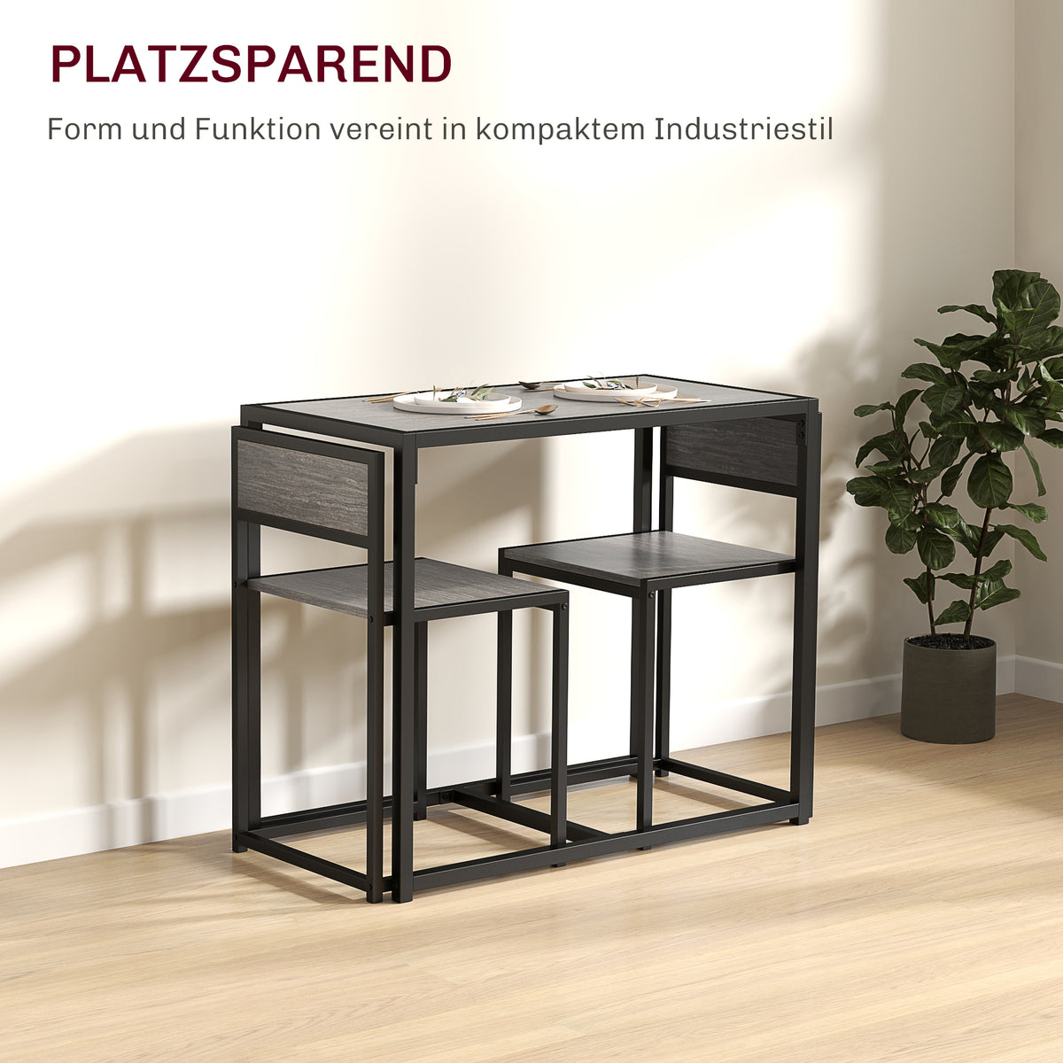 3-teiliges Bartisch-Set mit zwei Stühlen