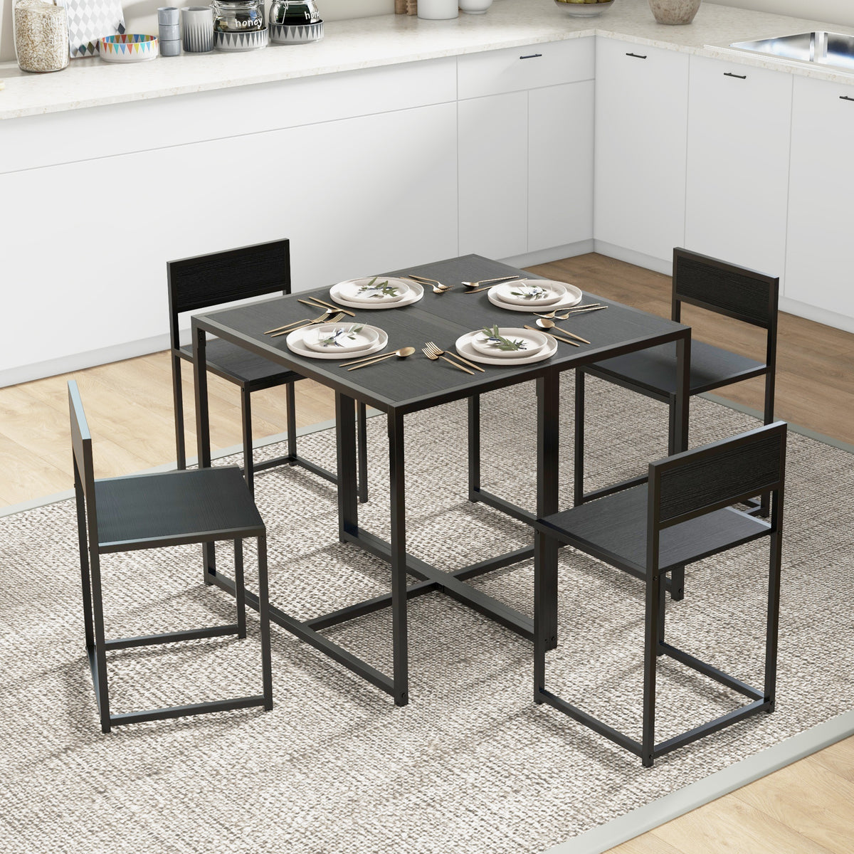 3-teiliges Bartisch-Set mit zwei Stühlen