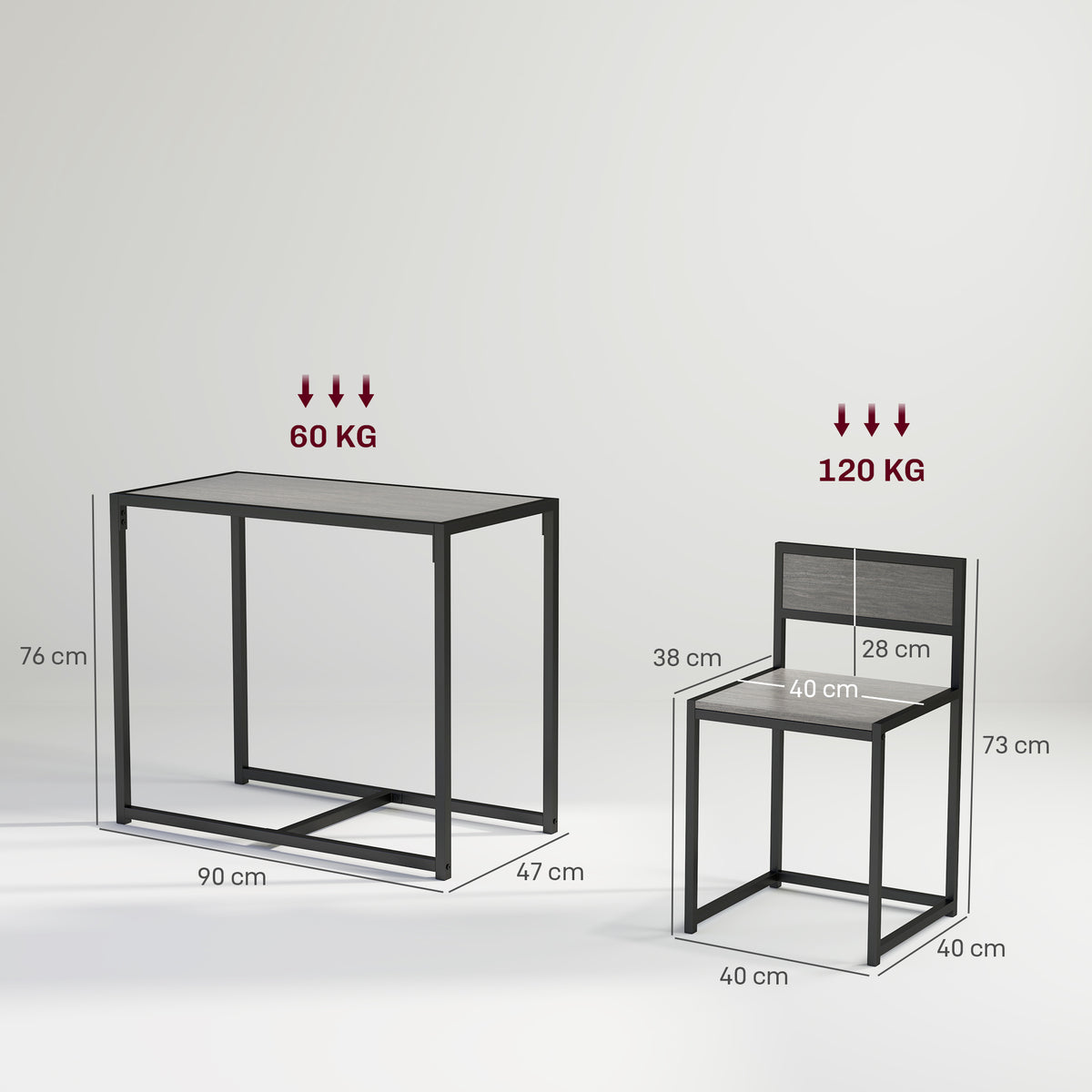 3-teiliges Bartisch-Set mit zwei Stühlen