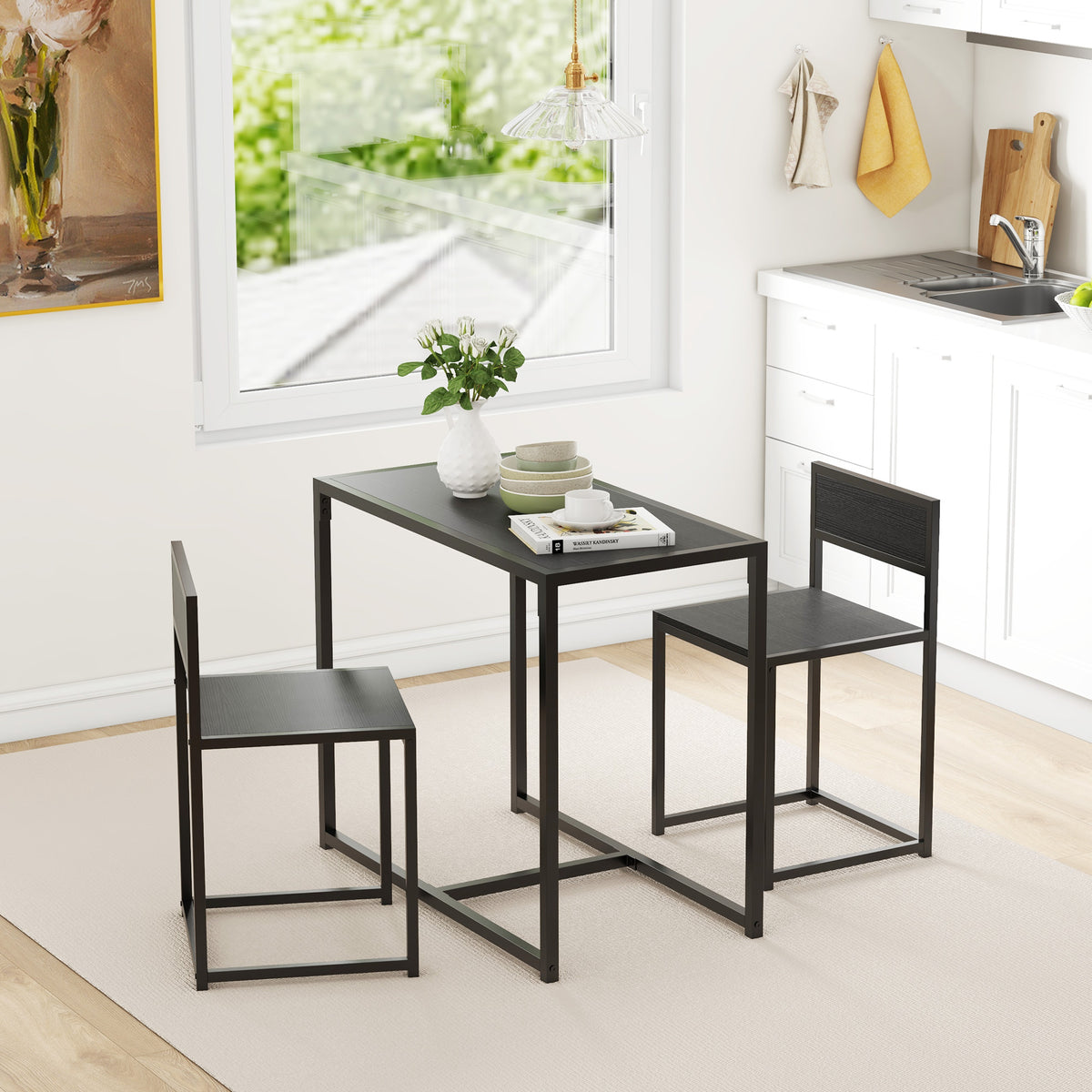 3-teiliges Bartisch-Set mit zwei Stühlen