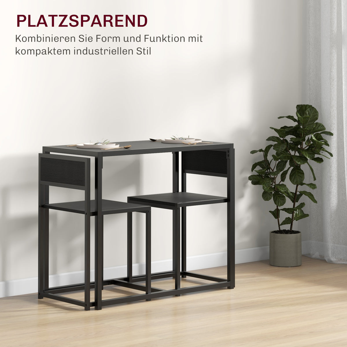 3-teiliges Bartisch-Set mit zwei Stühlen