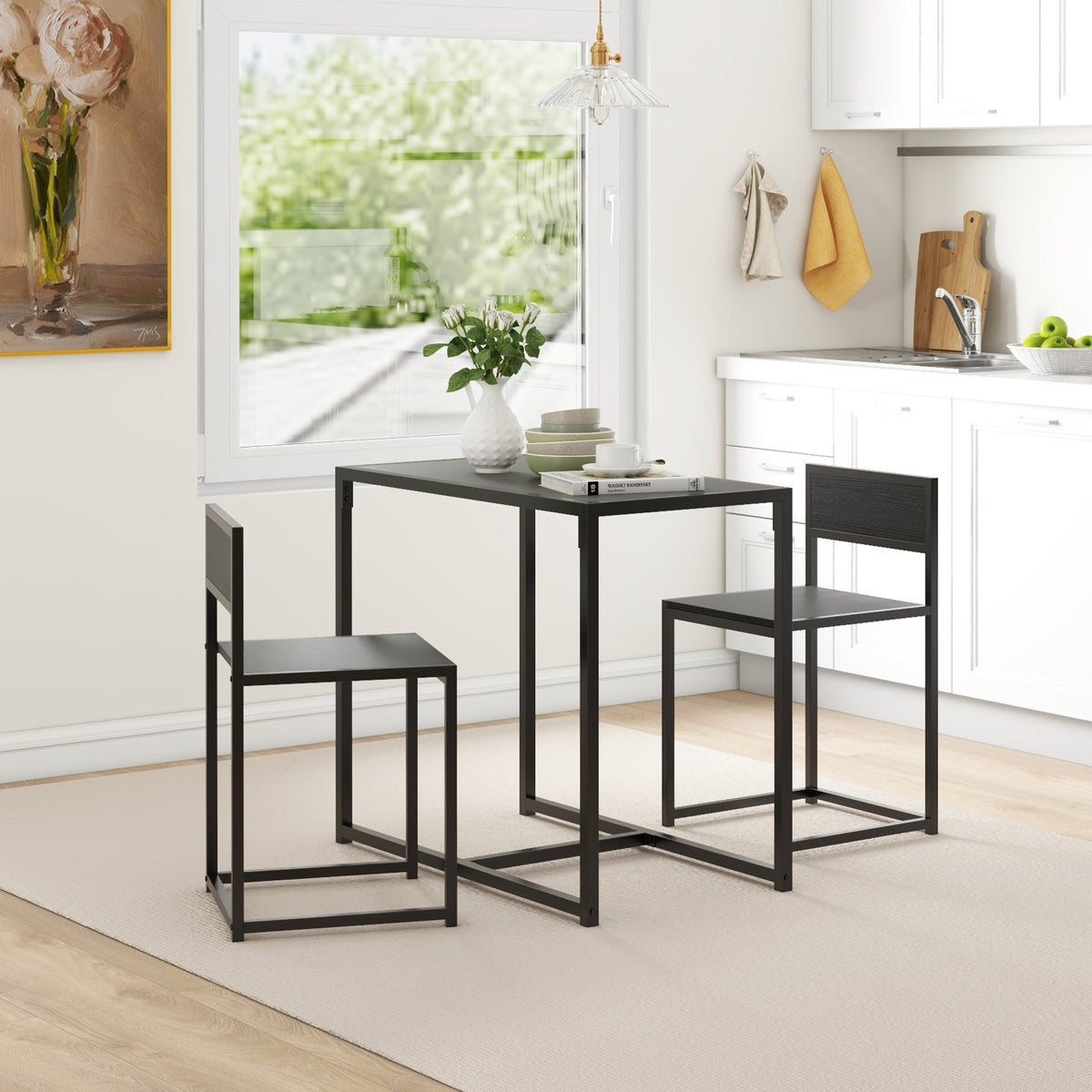 3-teiliges Bartisch-Set mit zwei Stühlen