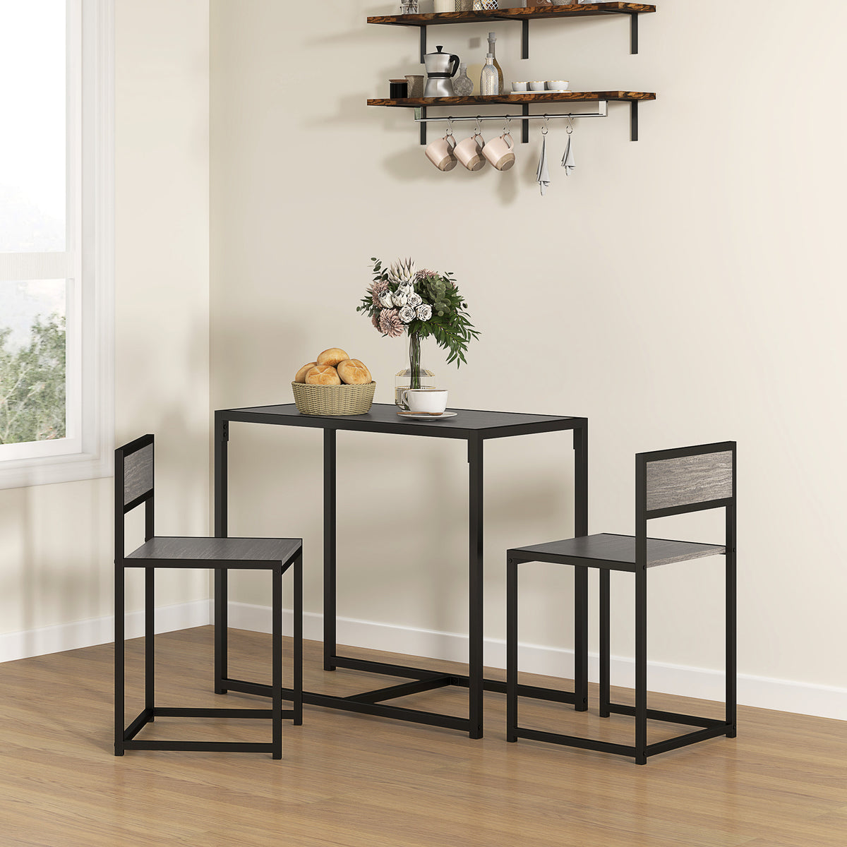 3-teiliges Bartisch-Set mit zwei Stühlen