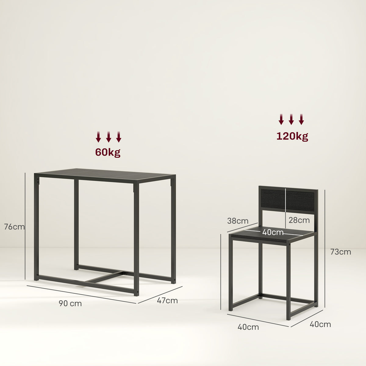 3-teiliges Bartisch-Set mit zwei Stühlen