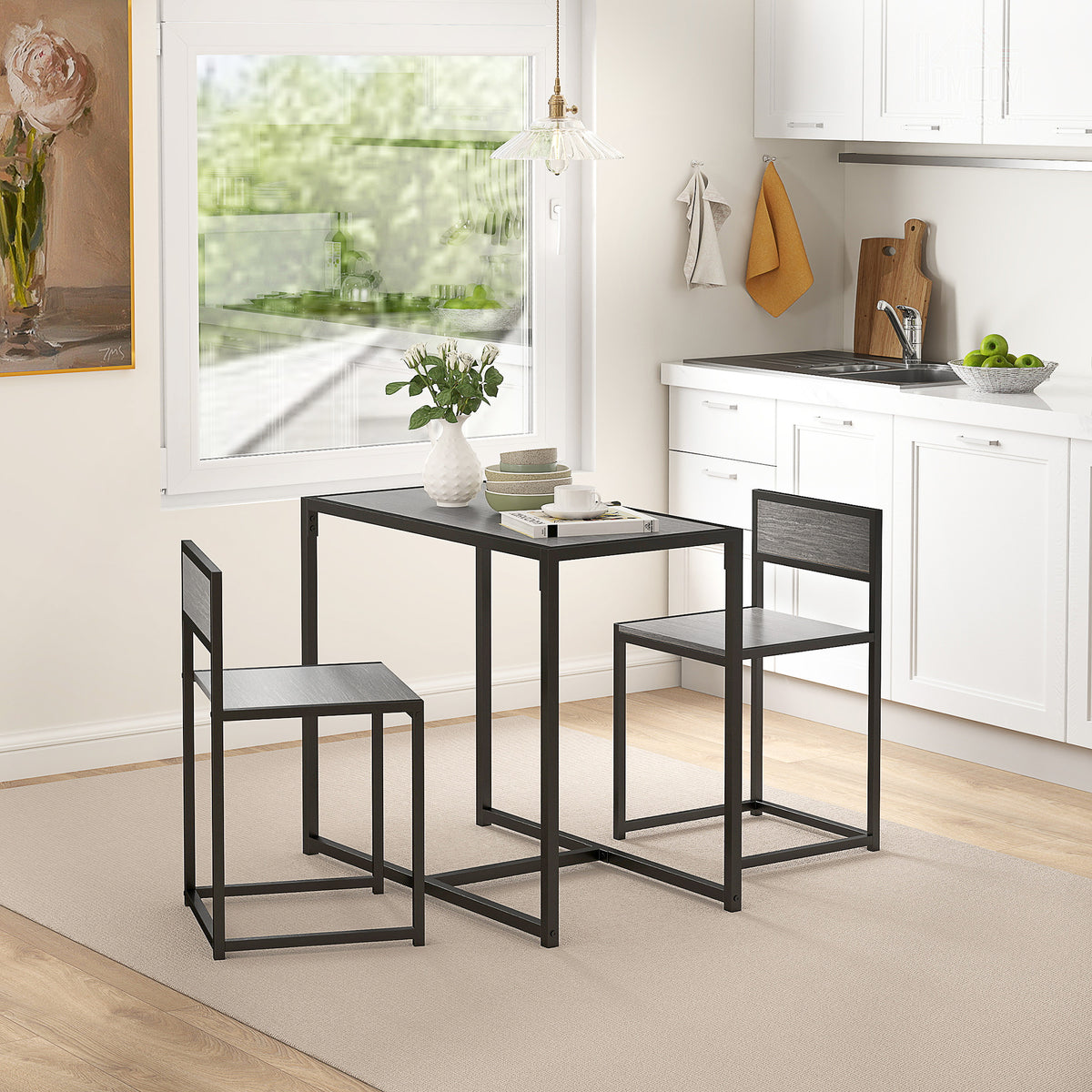 3-teiliges Bartisch-Set mit zwei Stühlen