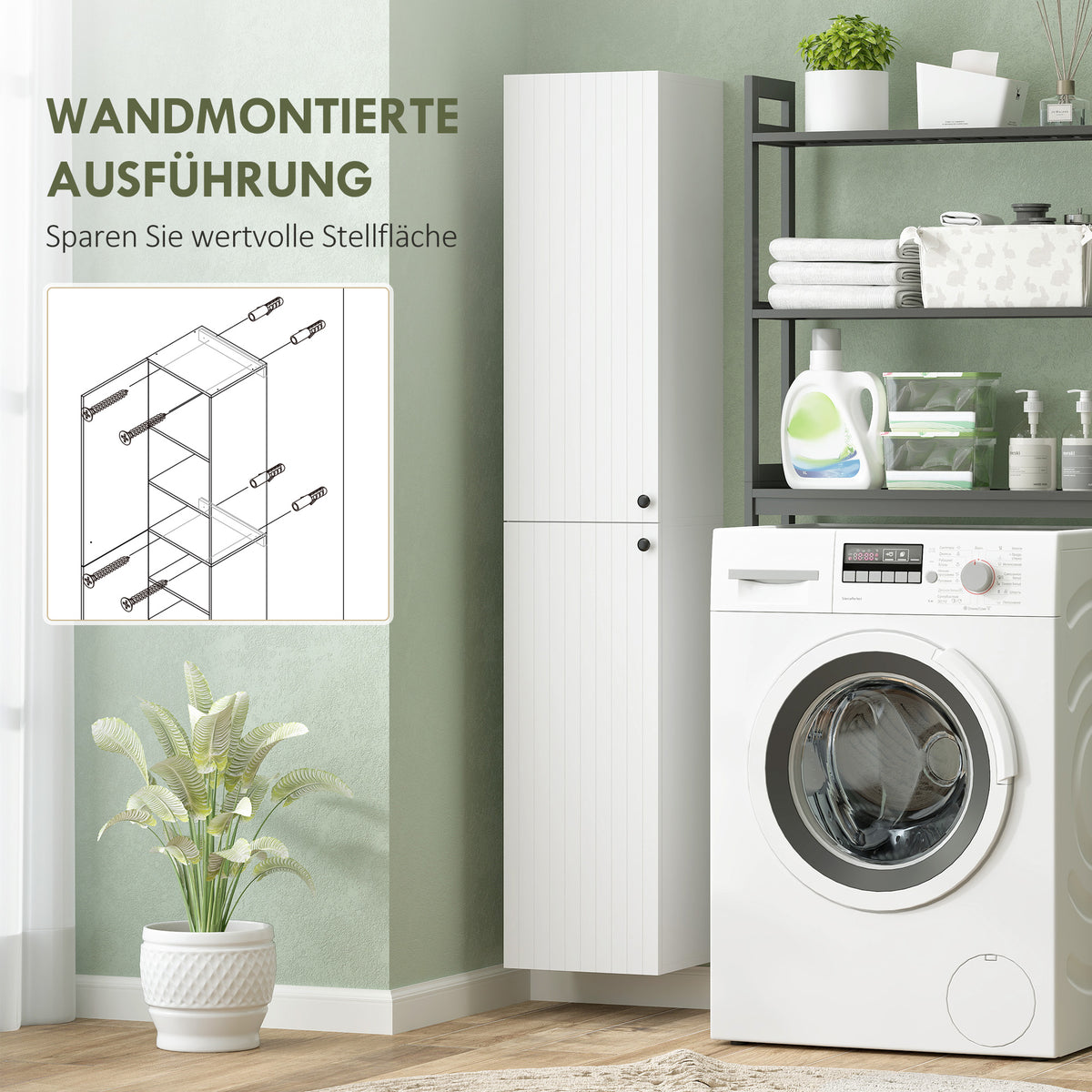 Wandhängender Badezimmerschrank mit 6 Fächern